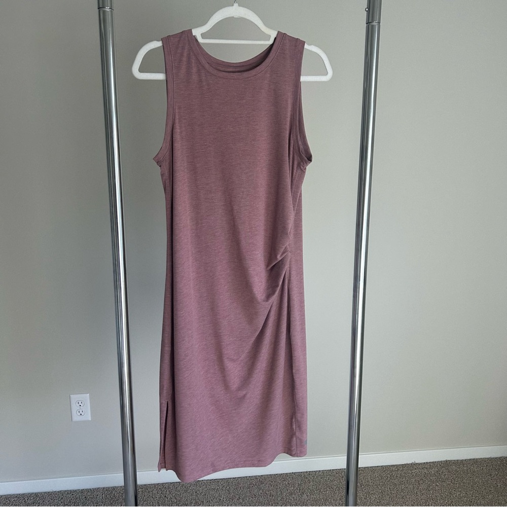 MEC Active Tank Dress Size Medium in Mauve Pink Side Ruching and Stretch GUC